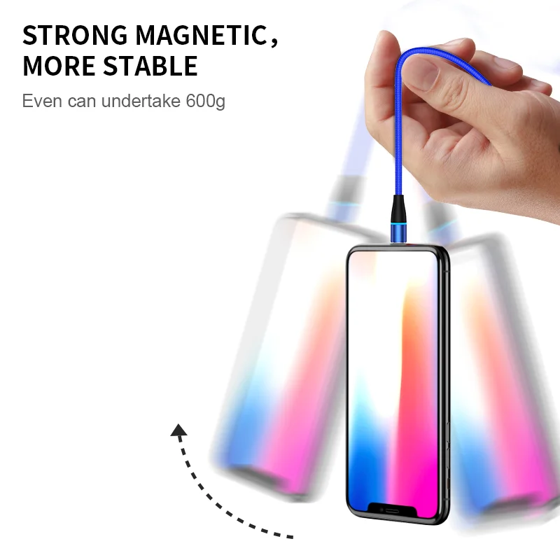 Manufacturer Fast Charger LED Side light for Micro for Type-c for Phone 3 in 1 Magnetic Data USB Cable