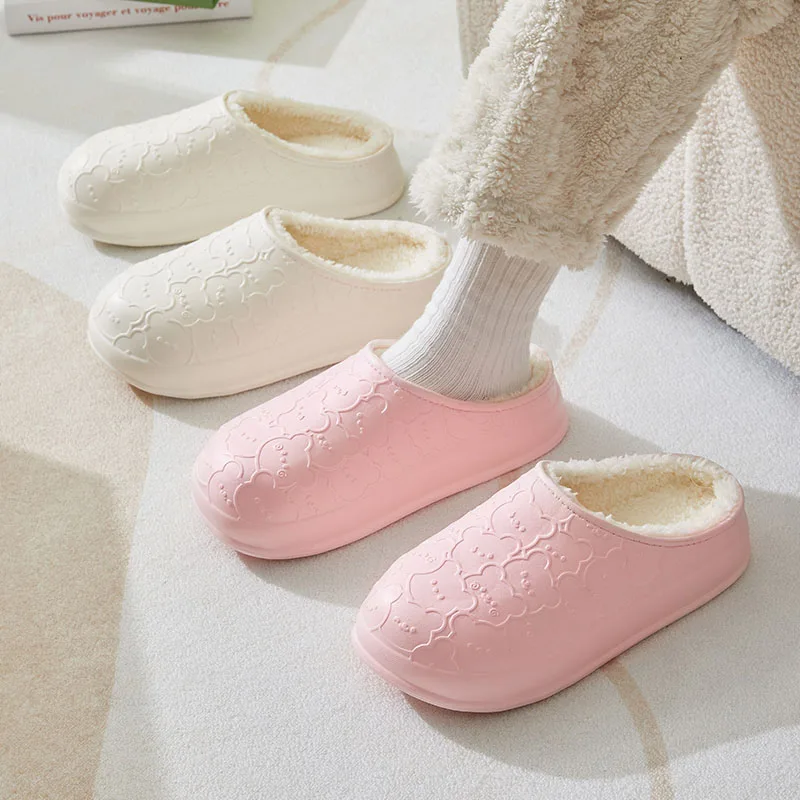 2023 эва зимние новые стильные тапочки унисекс уличные хлопковые тапочки модные пушистые тапочки для пар