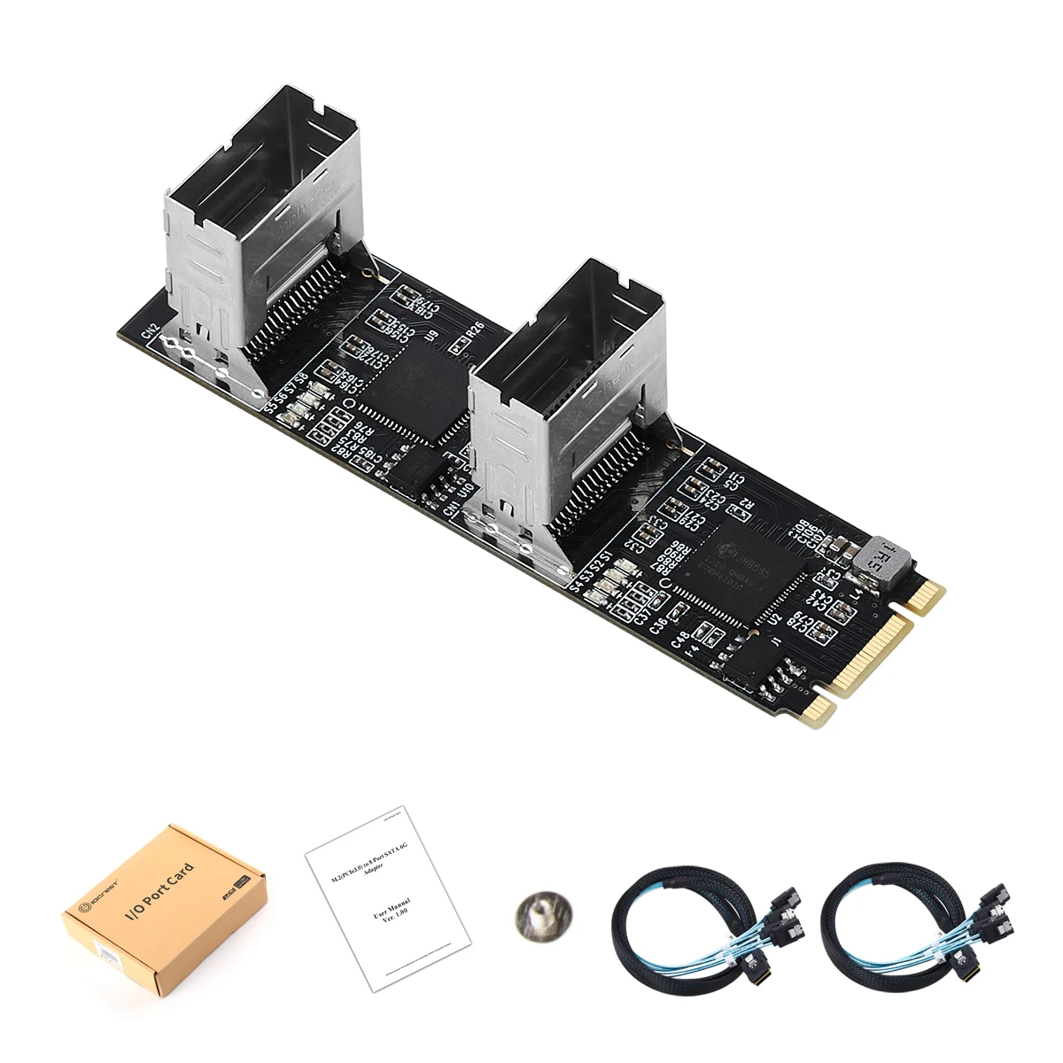 M.2 PCIe3.0 to 8 Ports SATA 6G Multiplier Controller Card with 2 Mini SAS Interface B/M key NGFF To 6Gbps SATA adapter card