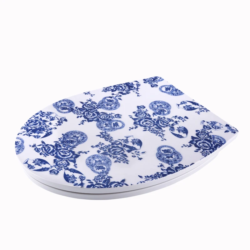 Customer design slow fall duroplast print decoration round decor uf toilet seat cover