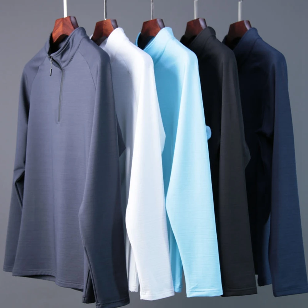 Wholesale customized logo Performance Golf Quick Dry fitness Athletic quarter zip top pullover T-shirt long sleeve for men