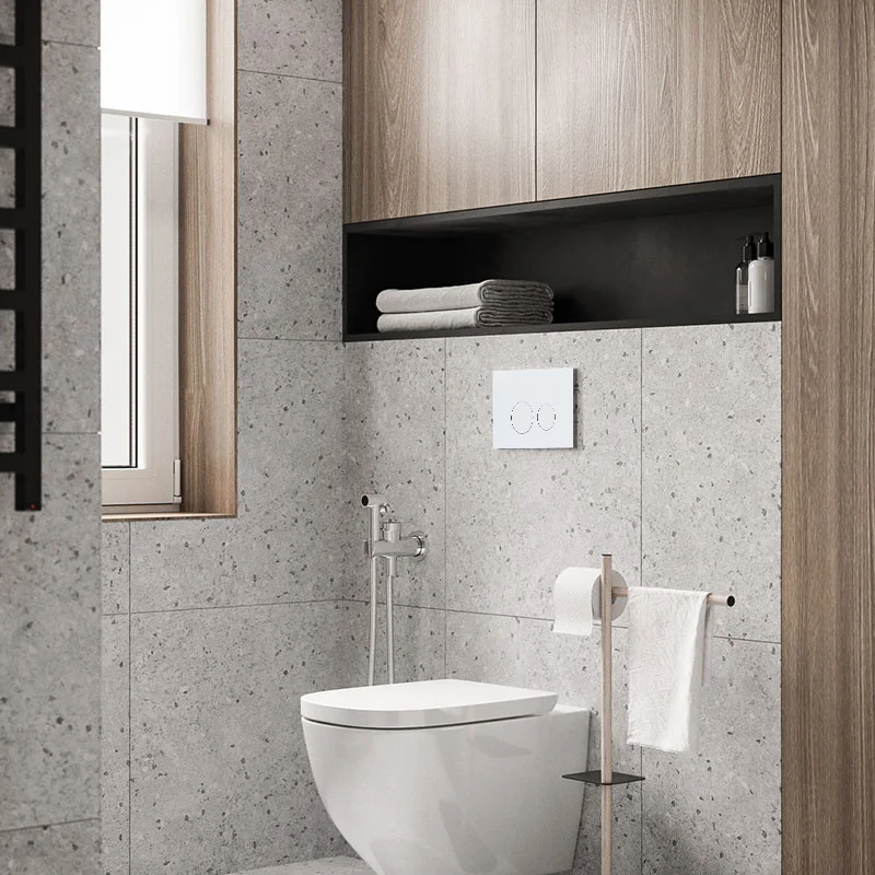 Concealed Cistern Toilet with In-Wall Tank and Carrier System 1.1/1.6 GPF Dual Flush in White Wall Hung Toilet