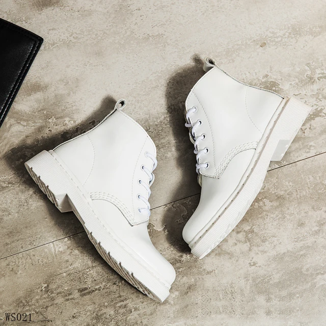Genuine Leather Women white ankle Boots motorcycle Boots Female Autumn Winter Shoes Woman punk Motorcycle Boots
