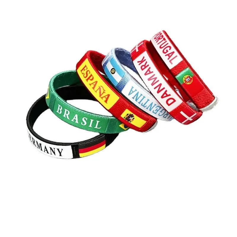 Wholesale Custom Free Wristband National Free Size Elastic Flag Bangle Bracelet