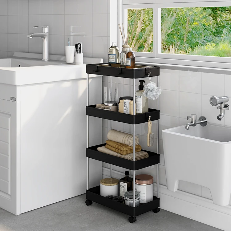 3 Tier Slim Storage Cart Mobile Shelving Unit Organizer Slide Out Rolling Utility Storage Cart