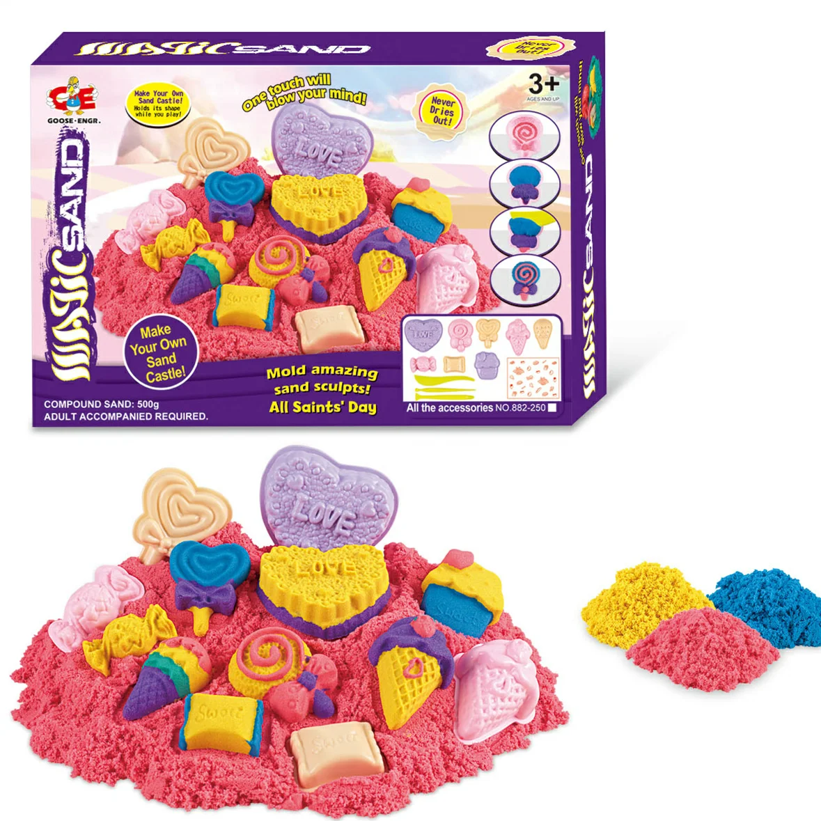 Wholesale Kids Educational DIY Toy Space Sand Barrel 500G Space Sand Digging Toys