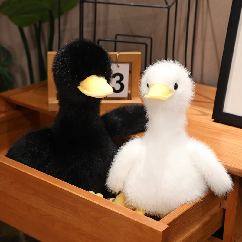 Super soft 4 colors stuffed white duck pink yellow black duck stuffed animal adorable lifelike duck plush toy birthday gift