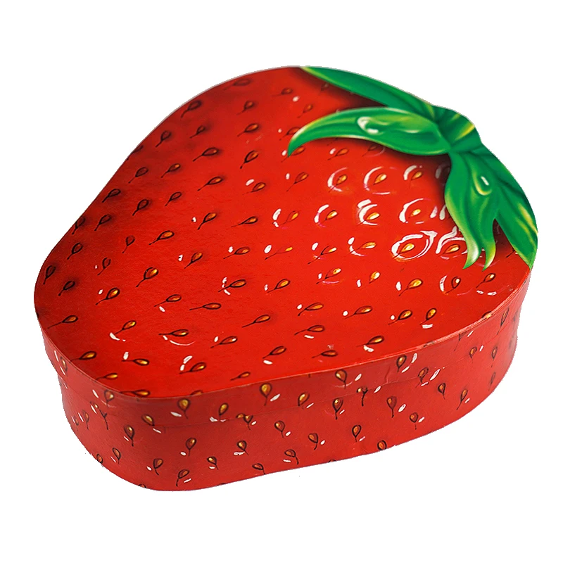 Fresh Strawberry Shape Glossy Film Coating Gift Box Graduation Wedding Keepsake Present Box
