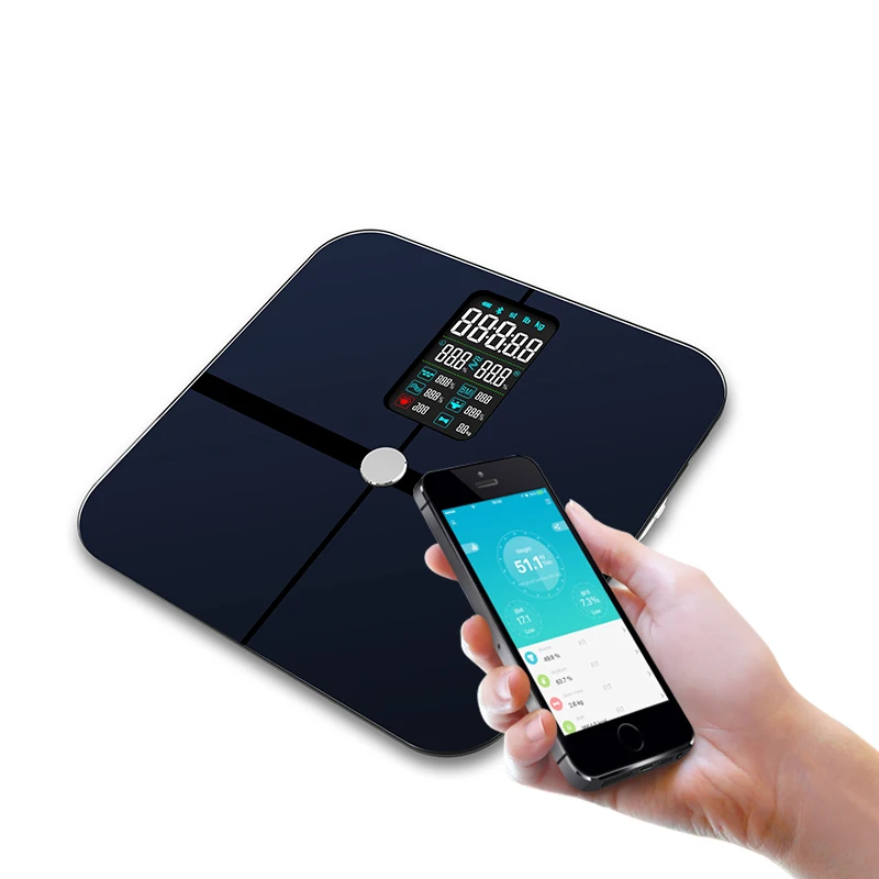 Korperfettwaage Large VA Display ITO Platform Body Balance Digital Analyser Scale Heart Rate Function Fat APP