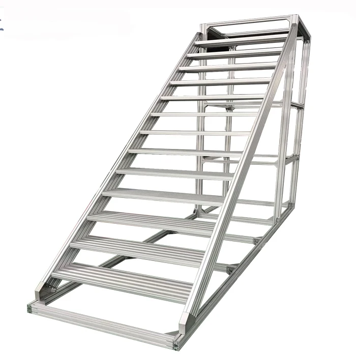 Aluminum Warehouse Ladder Platform Rolling Warehouse Platform Ladder Wheel Warehouse Ladder