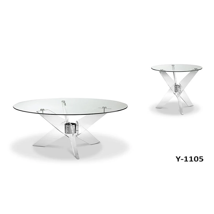 Сервис по индивидуальному заказу, современный дизайн, мебель для гостиной, 2 предмета, прозрачный круглый стеклянный акриловый журнальный столик