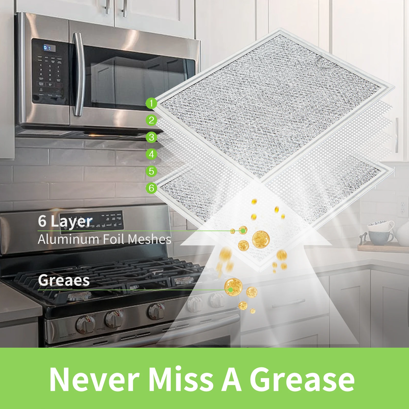 Aluminum Frame Microwave Oven Grease Filter Replacement Component