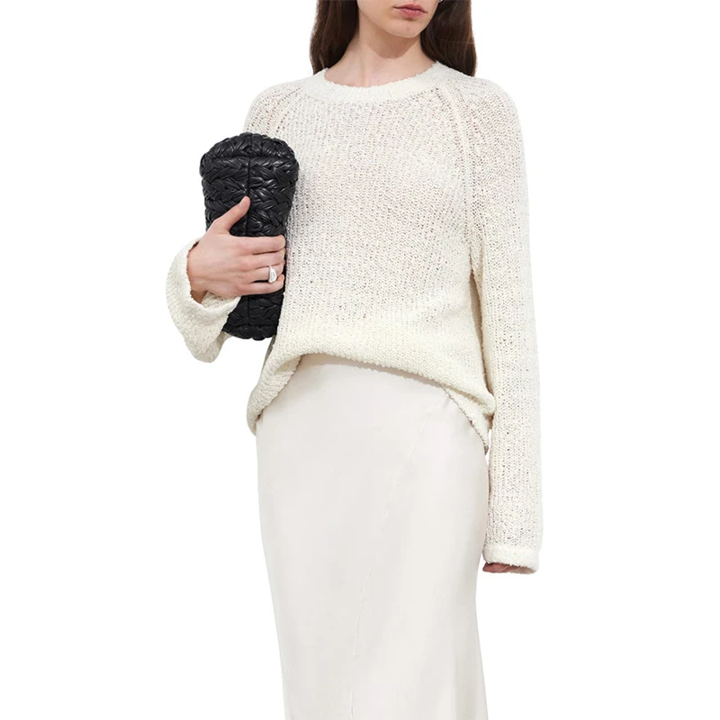 Autumn winter sweater wome knit pullover vintage long sleeve solid color lady sweater winter