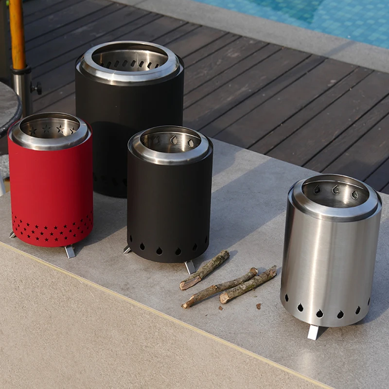 Smokeless Fire Pit Outdoor Firewood Stove Portable Stainless Steel Fire Bowl Wood Stove Tabletop Fire Pit