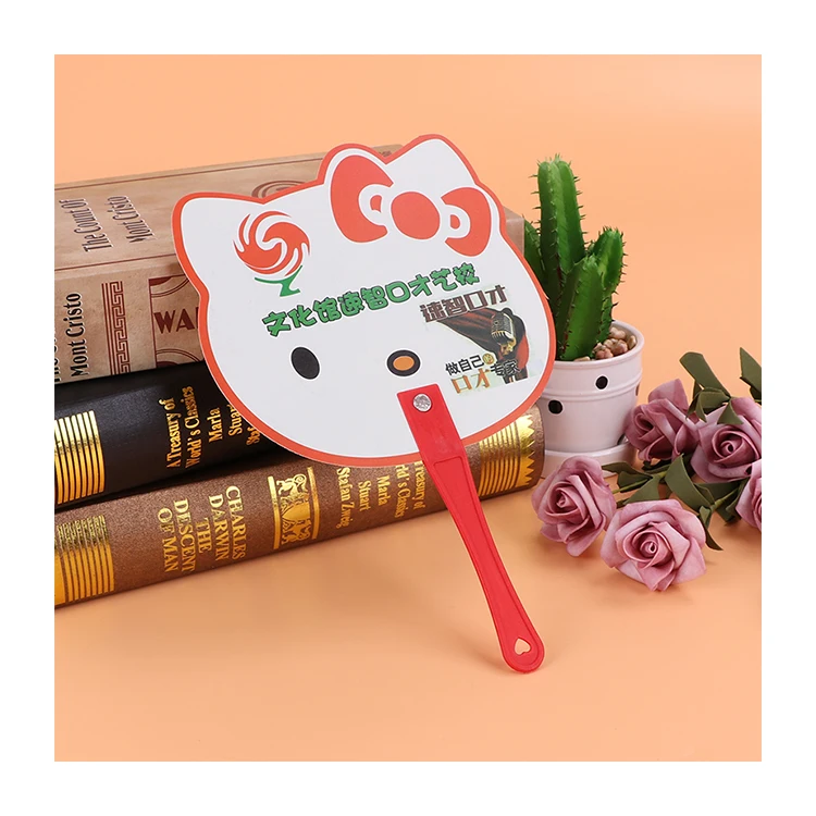 2022 Wholesale kpop cartoon cute multi-color held large hand round pvc picket fan