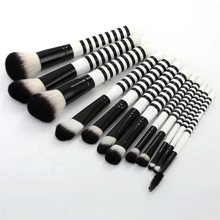 Black & white Zebra Stripes makeup brush set wholesale professional makeup brush kit makeup brush & tools