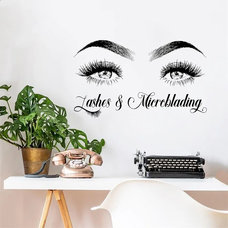 Beautiful Eyes Eyebrow Pattern Wall Sticker English Font Wall Sticker Bedroom Living room Background Wallpaper Decoration