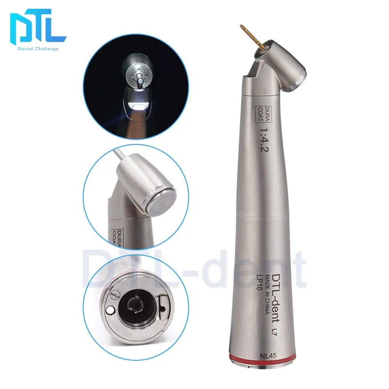 Electric micromotor 45 degree hand dental 1:4.2 contra angle handpiece with fiber optic led Ti Max X45L increase speed handpiece