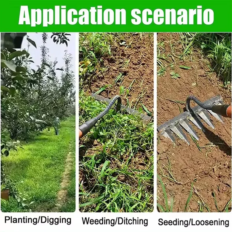 Factory Outlet Carbon Steel Multifunctional Professional Weeding Tools Durable Garden Rake