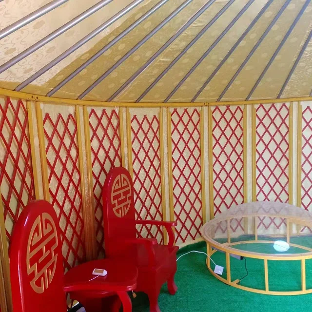 Ecological Bamboo Yurt Custom Winter House Living Lodging 4 Seasons 4 Layers Family Camping Mongolian Luxury Yurt Outdoor Tent