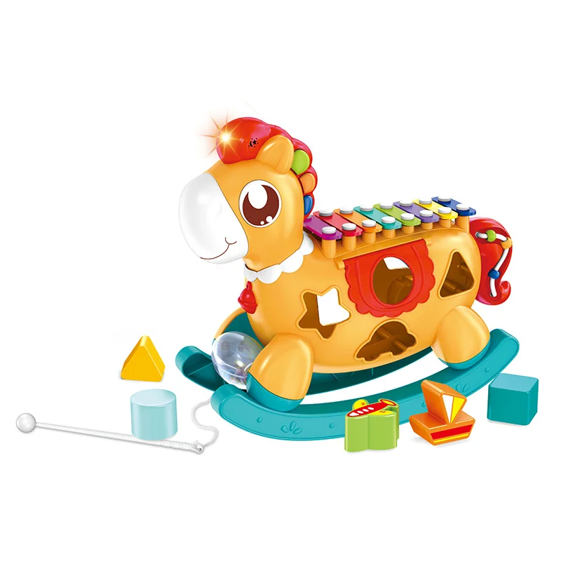 Kids Educational Piano Keys Musucal Instruments Rocking Horse Shape Matching Toys Eight Tones Knock Baby Musical Xylophone Toy