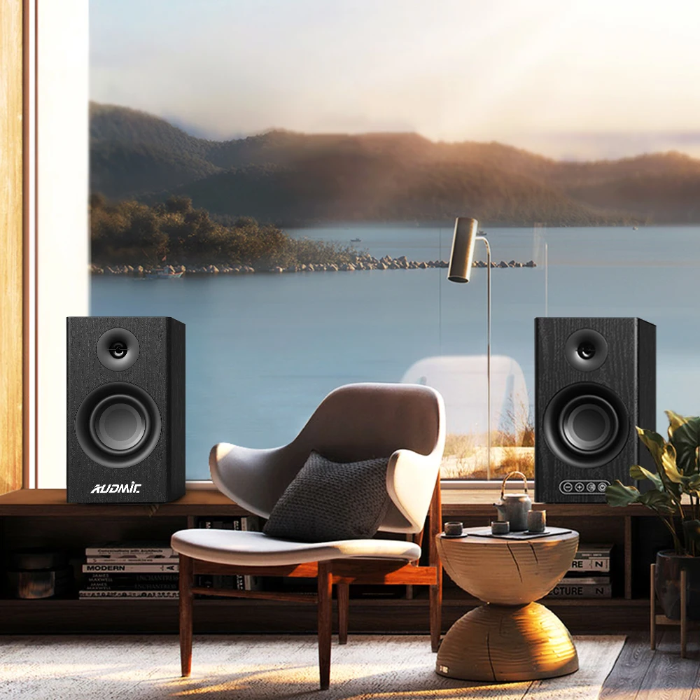 Wholesale Wooden High End Stereo 3D Hifi Sound Professional Home Audio Speaker Heavy Bass Bluetooth Desktop 2.0 Speaker
