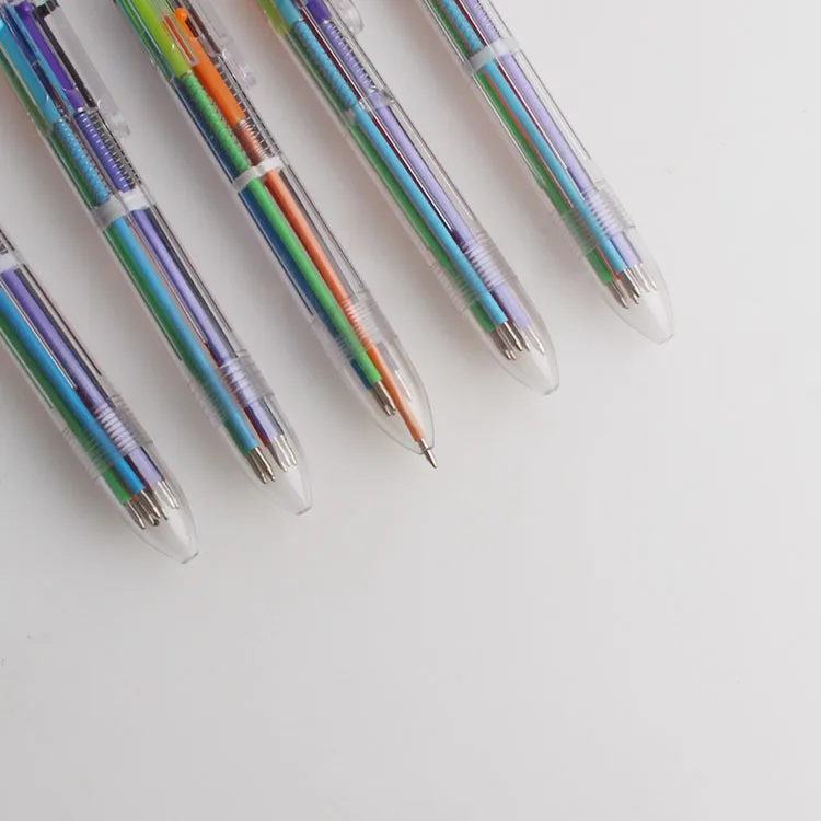 Hot New 6 in 1 Multicolor Retractable Plastic Pen With Custom Logo For Children