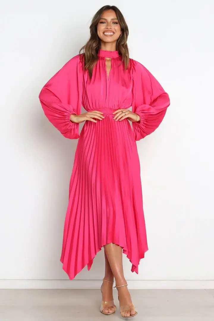 Customize Elegant Long Sleeve Ruffles v neck Factory direct sales long sleeved smockedz maxi dress