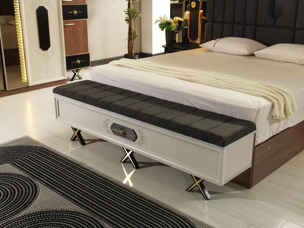 Wezir bedroom set Turkish furniture simple model hot sales 2023 design lighted headboard affordable prices