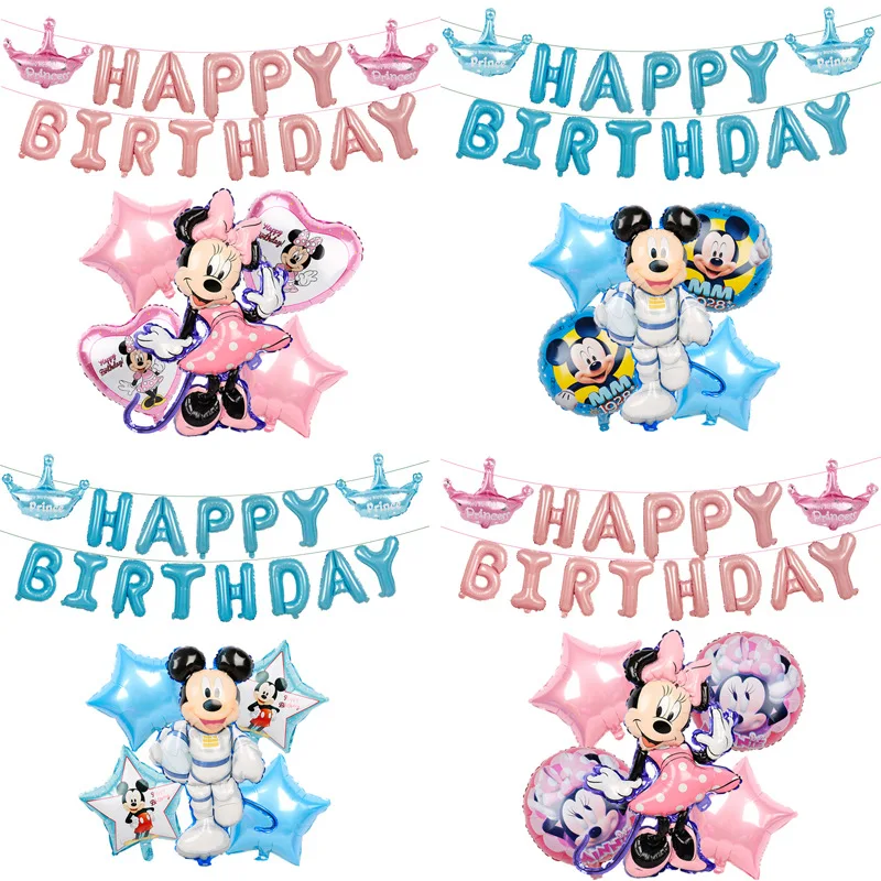 Amazon New Kids Happy Birthday Balloons Set Mickey Minnie Mickey Mouse Party Decoration Event Supplies Globos For Baby Shower