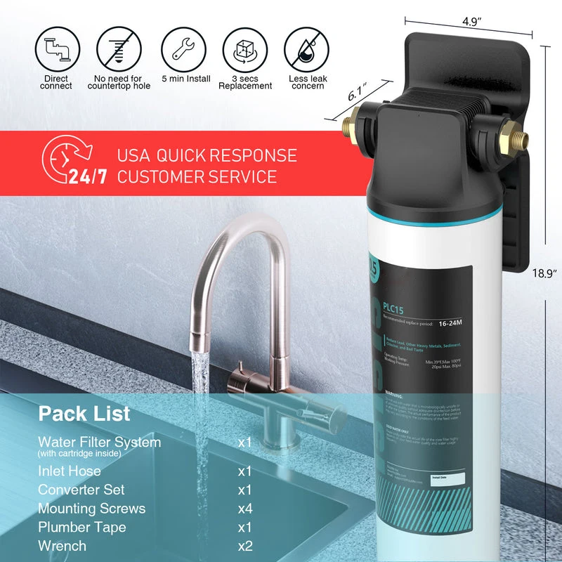 15 inch 2/3/4/5 stages High Capacity Under Sink for home use water Purifier filter system