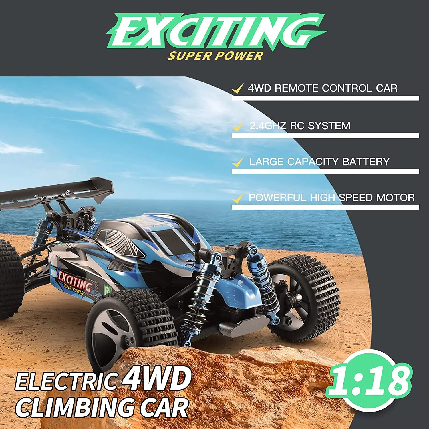 2022 New WLtoys RC Car 1:18 Scale 4WD Remote Control Car 30KM/H High Speed Racing Car All Terrains Off Road RC Truck