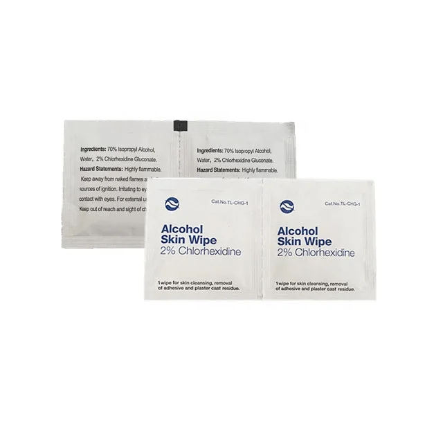 Высококачественный медицинский спиртовой тампон с 2% хлоргексидином с 70% изопропиловым спиртом