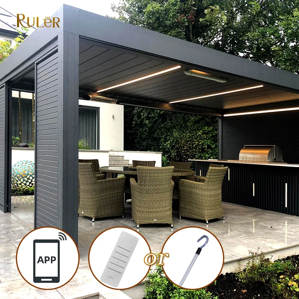 TUYA APP Control Opening Louvered roof Bioclimatic pergola motorized louver aluminum pergola