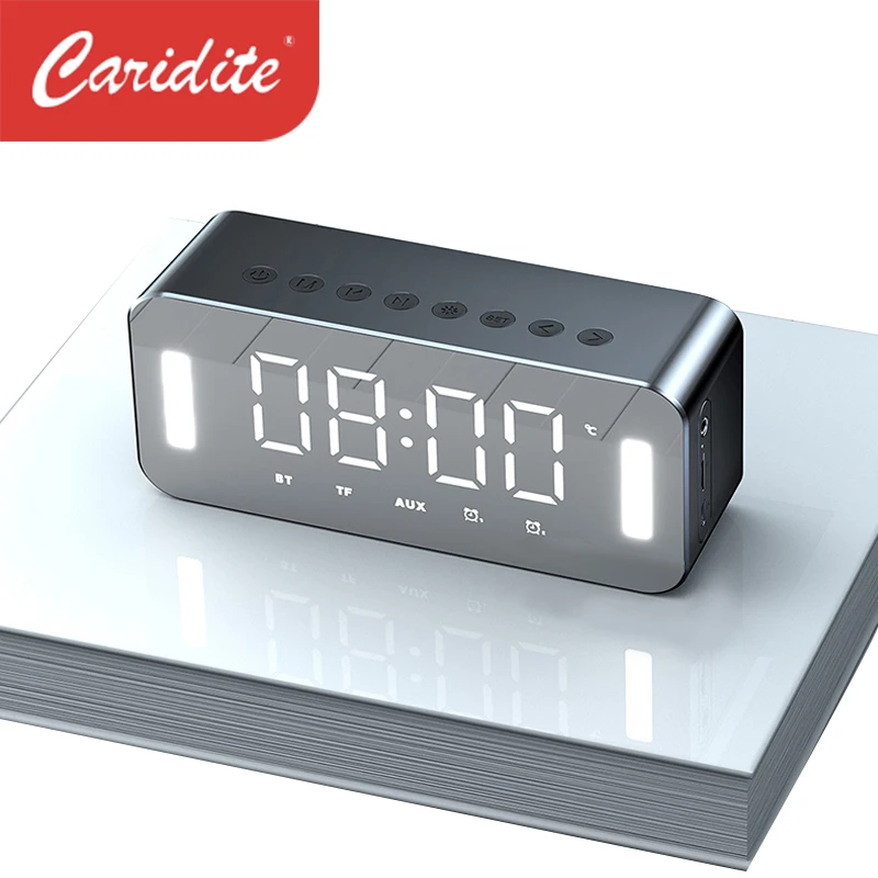Latest products BT speaker & hornwireless mini protable Alarm clock night light Subwoofer High sound quality Mirror speaker