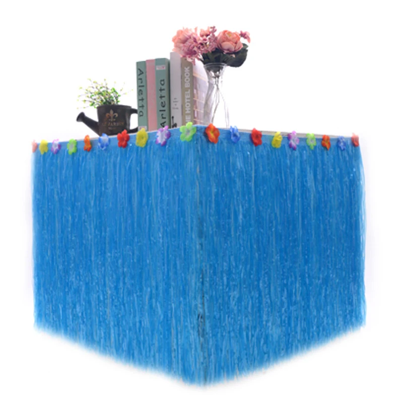 Colorful Hawaiian Party Table Decor Grass Skirt Curtain Summer Luau Beach Party Supplies Hawaiian Grass Table Skirts