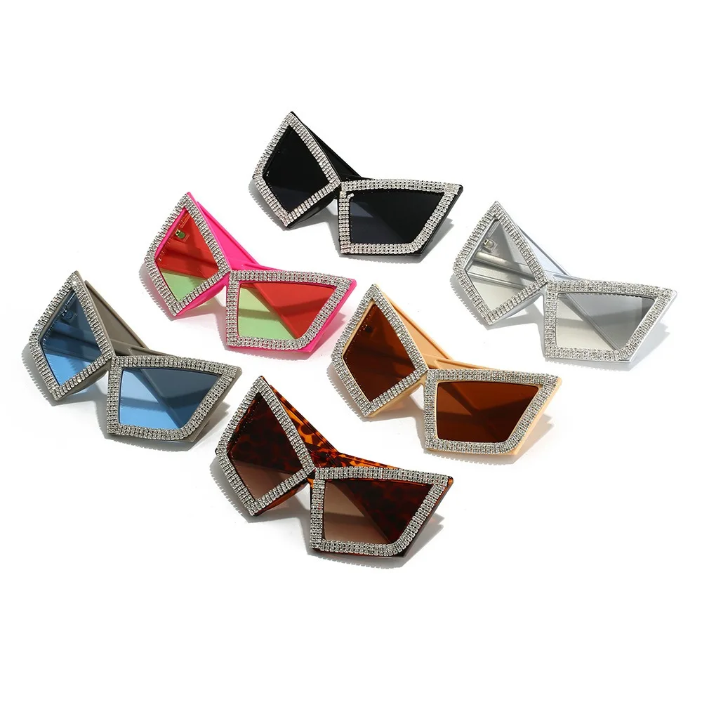 LvCong trend 2024 protection luxury big frame sunglasses for men luxury black frame diamond cat-eye-sunglasses-designer