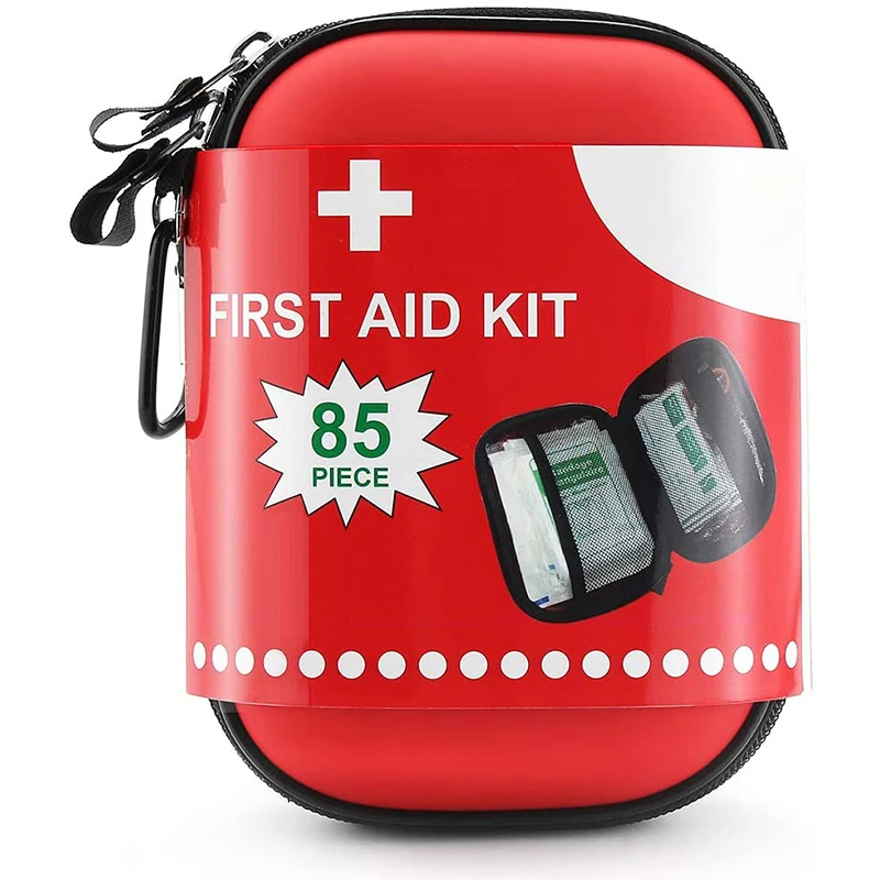 85 Pieces Hard Shell Mini Compact First Aid Kit Small Personal Emergency Survival Kit for Travel Hiking Camping Backpacking