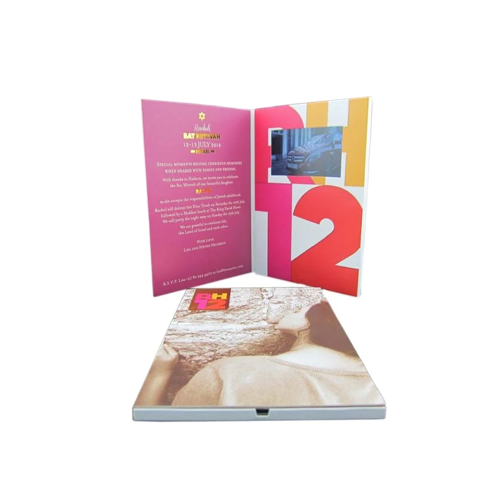 
Paper cover Customized printing 5inch lcd screen video book, video card, video brochure for marketing, wedding, advertising. 