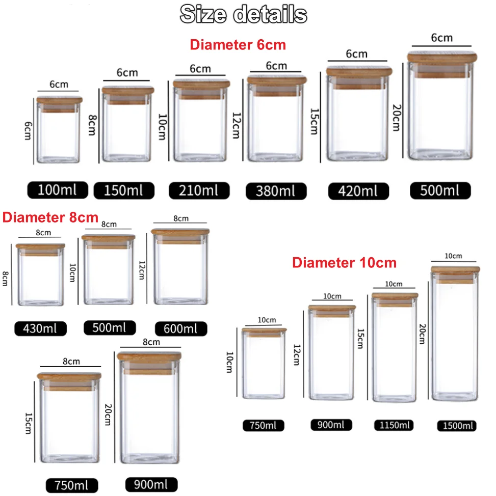 Handmade Glass Food Storage Jar Container Modern Custom Glass Jar For Kitchen Accessories With Bamboo Lid