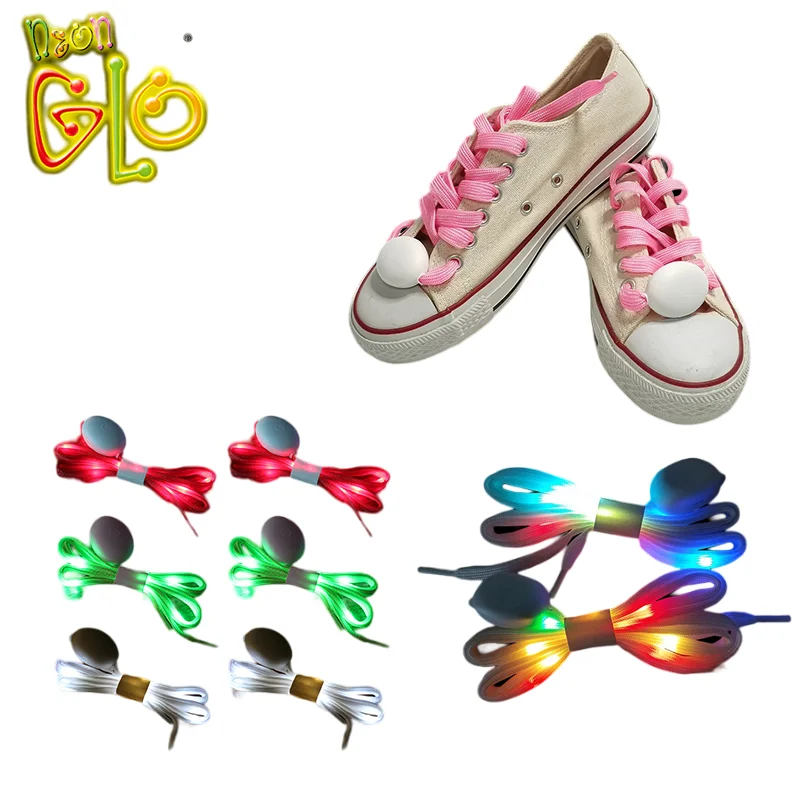 LED White Shoelaces 3 Modes 7 Colors flashing Shoestrings Nylon LED Light Up Shoe Laces for Party Favors
