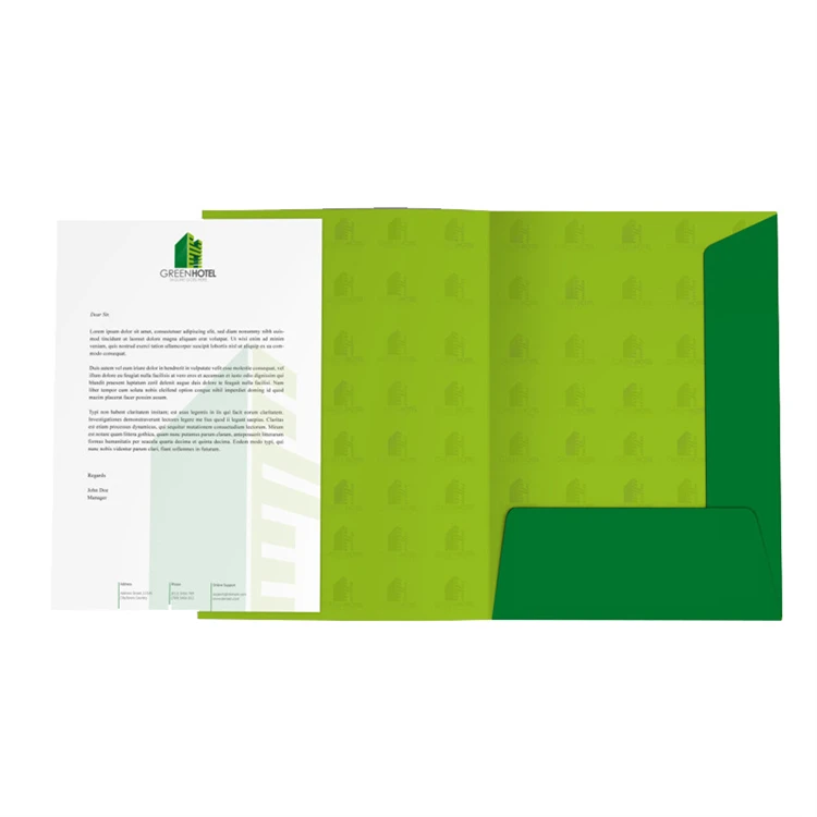 A4 A5 Personalized Printing One Pocket 300gsm Coated Paper Cardboard File Presentation Folder for Business