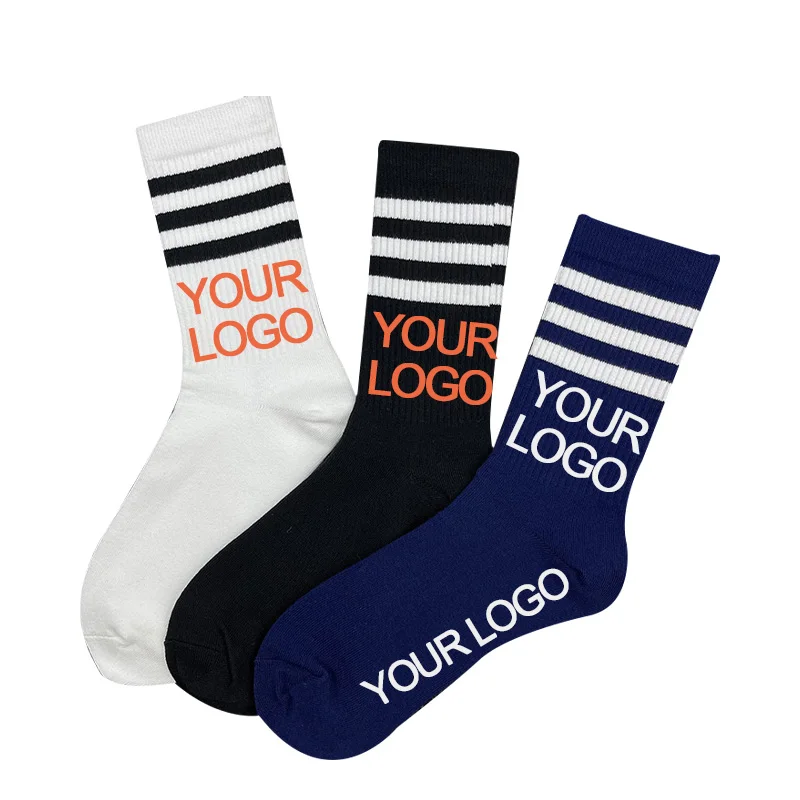 
YY-279 Customize Ribbed Men White Tube School Socks Customized Logo School Socks 