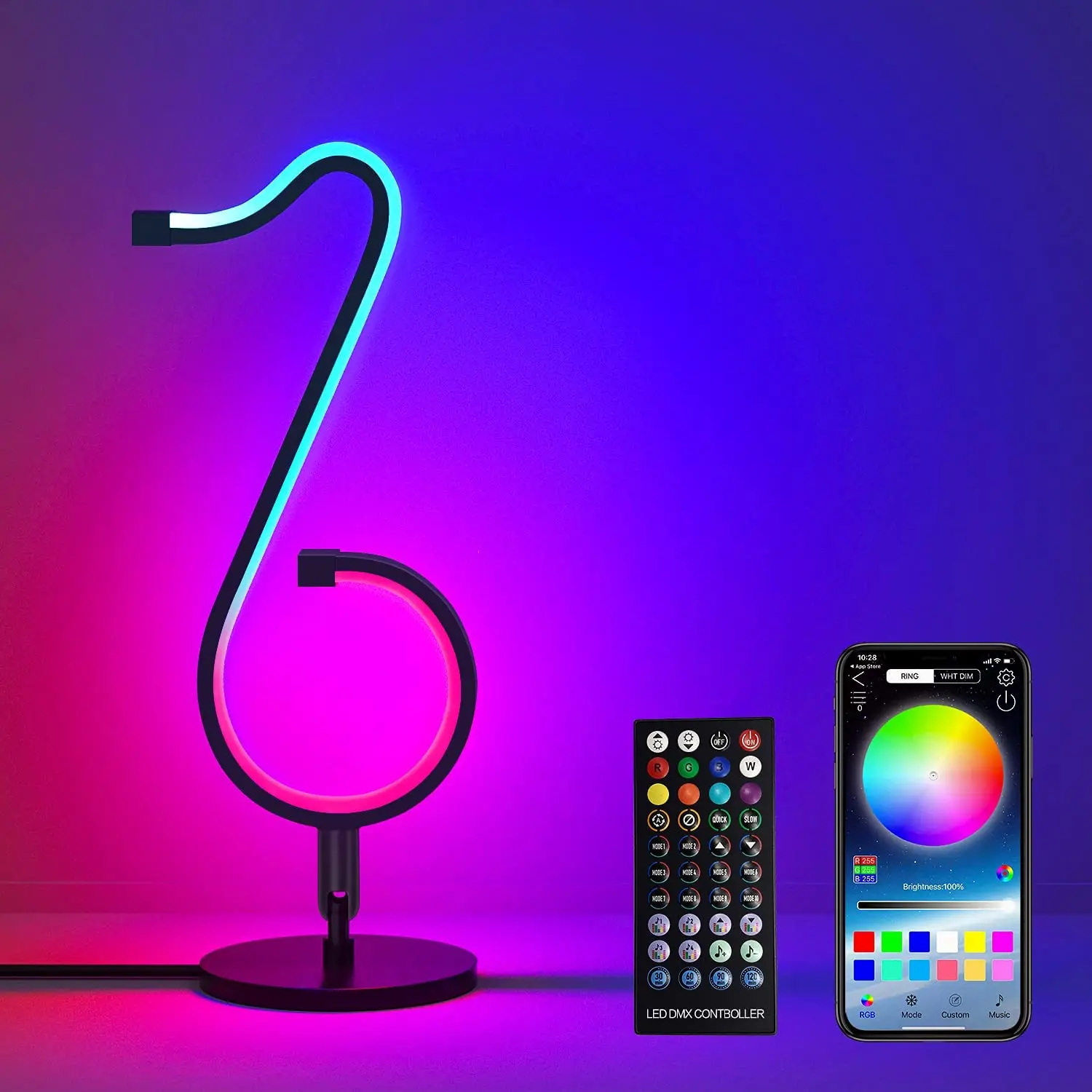Настольная лампа RGB в виде смарт-музыкальной ноты можно подключить к мобильному приложению С изменением цвета