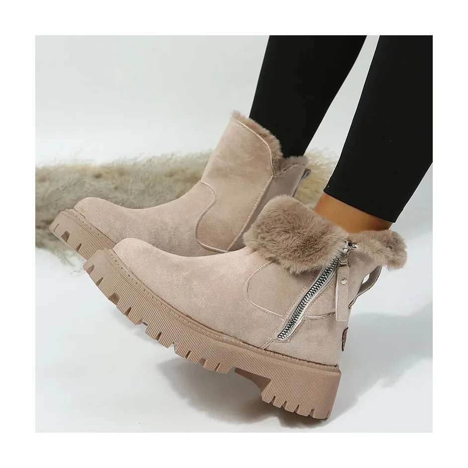 Womens Boots Oversized Snow Boots Fashion With A Midsole And Thick Fleece To Keep Warm Cotton Fur Integrated Winter Womens Boots