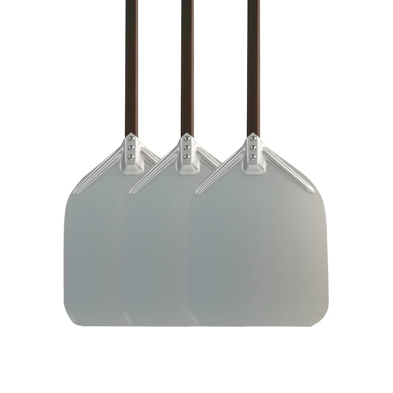 Поворотная кожура для пиццы алюминиевая с деревянной ручкой