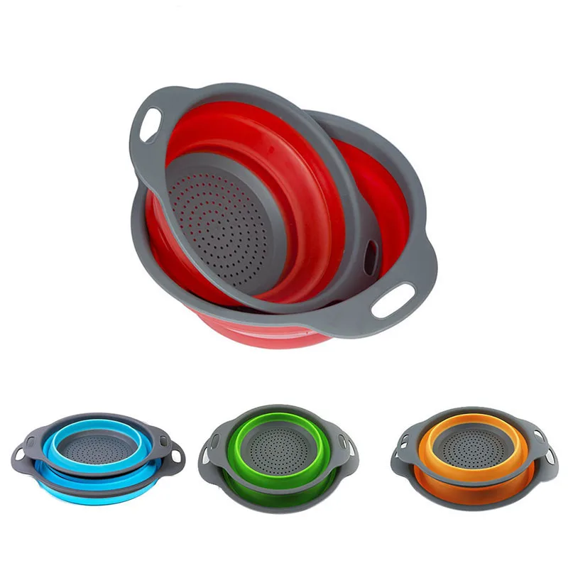 New Arrivals Round Drainage Basket Folding 2-piece Plastic Cesta de drenaje Telescopic Customized Folding Drainage Basket