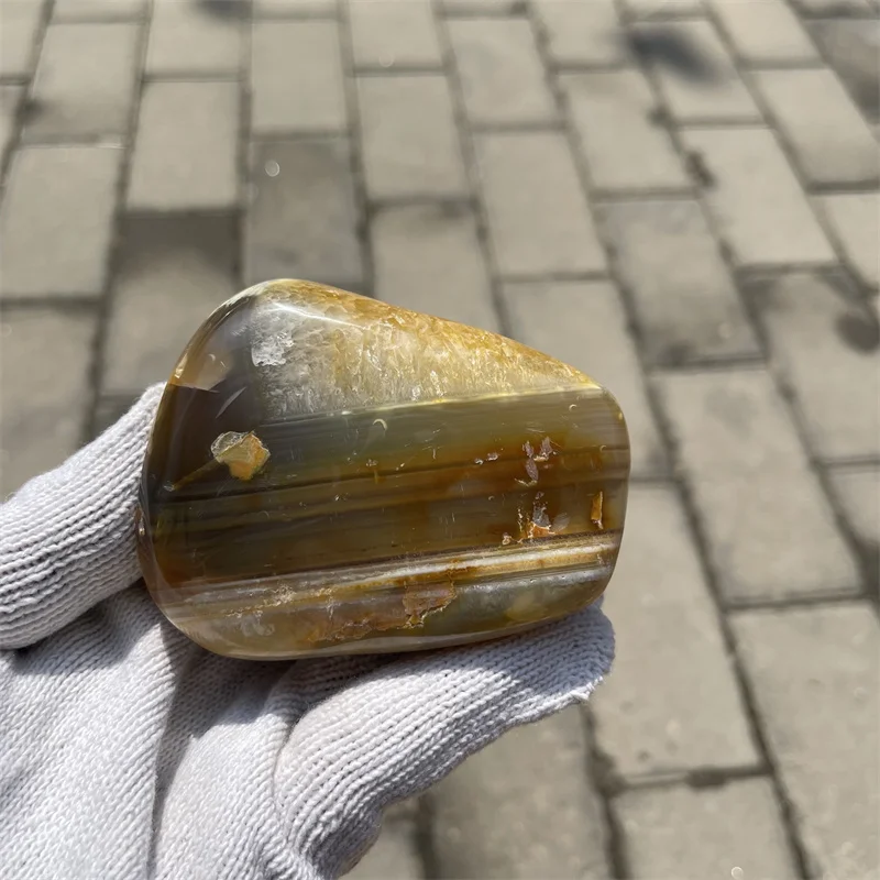 Natural Flower Agate Worry Pocket Stone Polished Irregular Shaped Healing Crystal Palm Stone