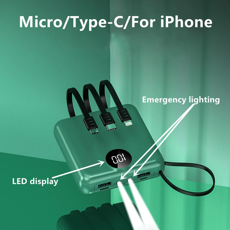 Factory selling Slim Pocket powerbank Small Size 10000 mAh Phone External Battery Charger 1000mAh Mini Portable Power Bank