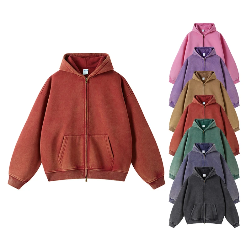 High Quality Zip Up Hoodie Couples Colorful Batik Cotton Fleeced Boxy Zip Up Hoodie Custom Logo Cropped Zip Up Hoodie Men